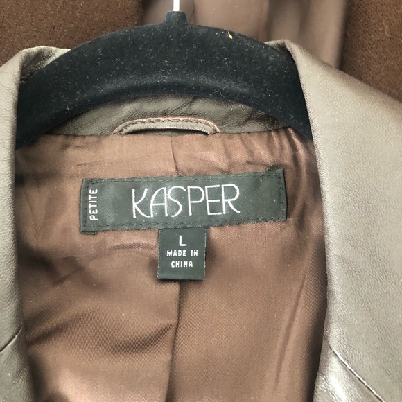 Kasper 100% Genuine Leather brown Jacket with two pockets - Picture 7 of 12